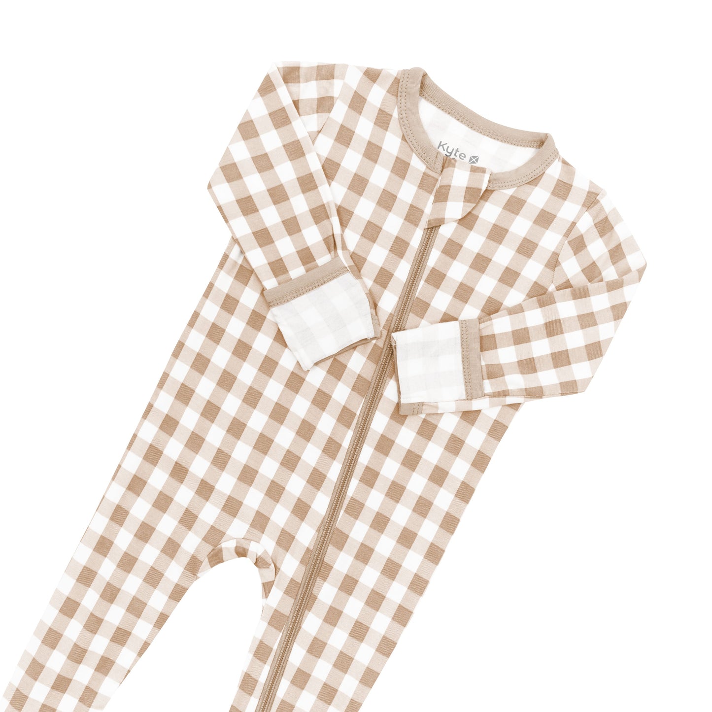 Zippered Footie in Gingham Bisque