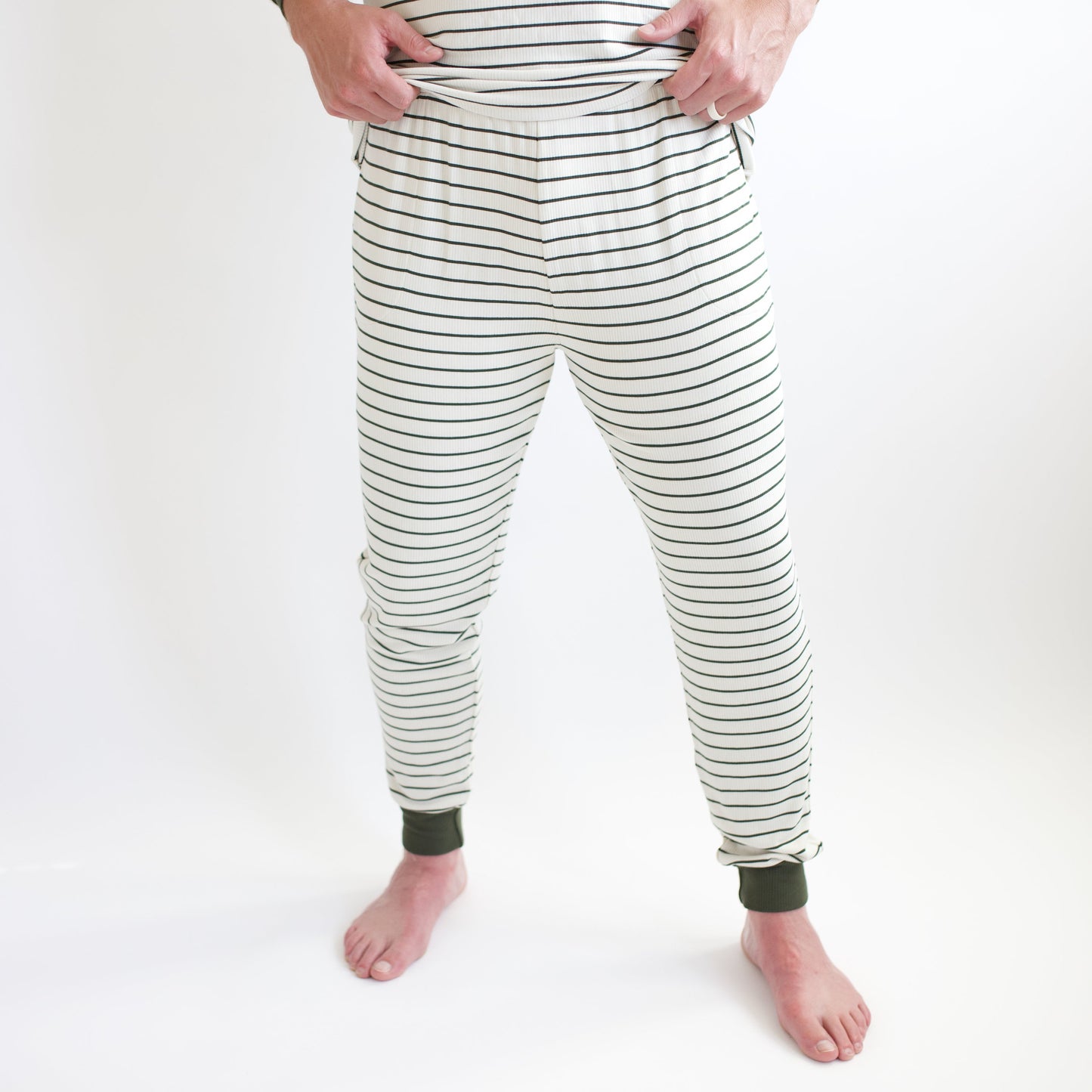 Men's Ribbed Henley Set in Fir Stripe