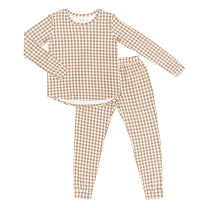 Women's Jogger Pajama Set in Gingham Bisque