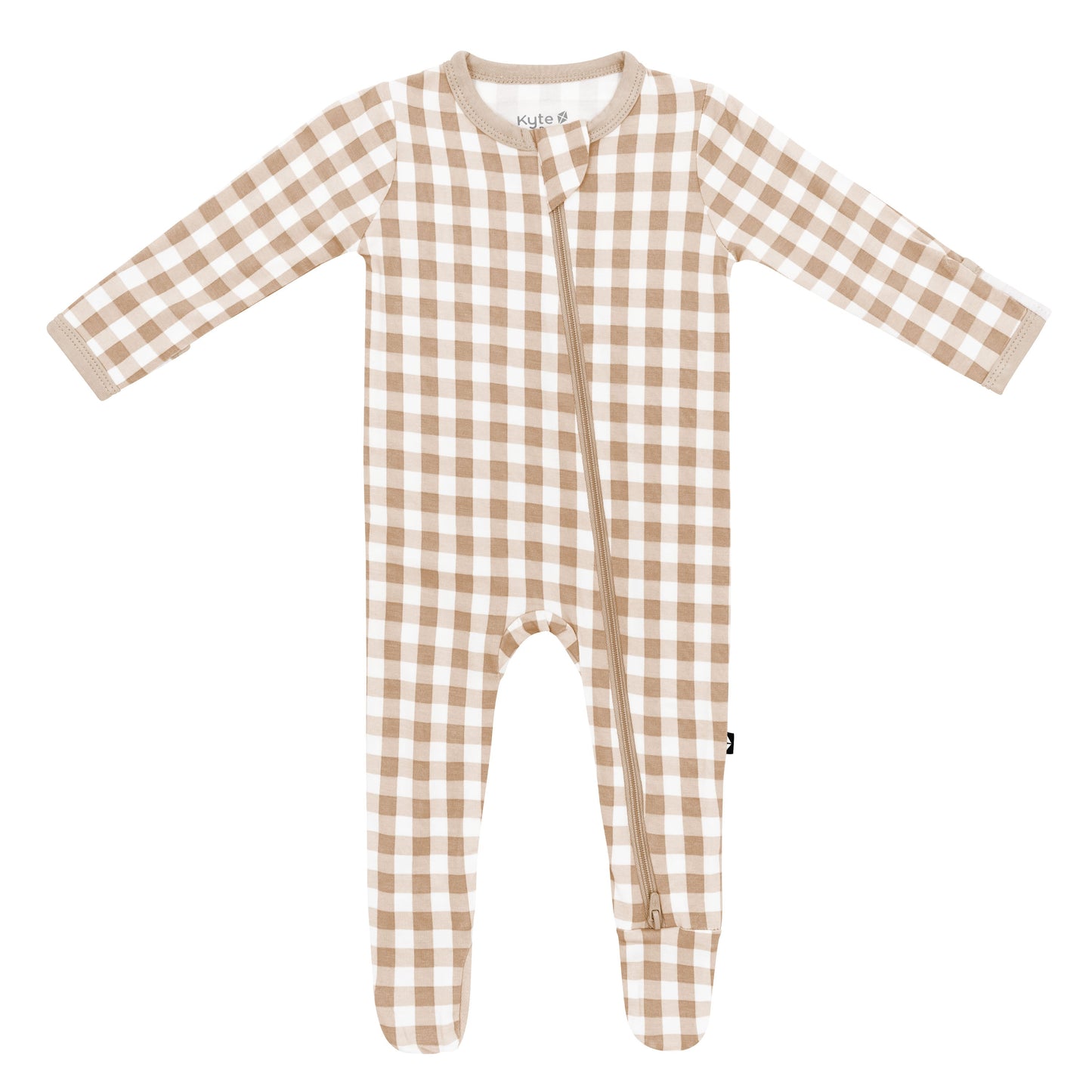 Zippered Footie in Gingham Bisque