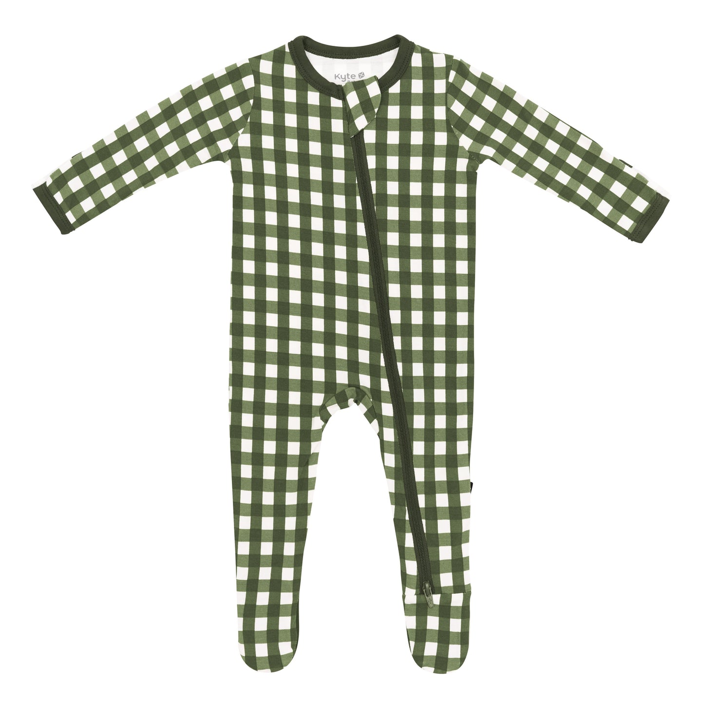 Zippered Footie in Gingham Fir