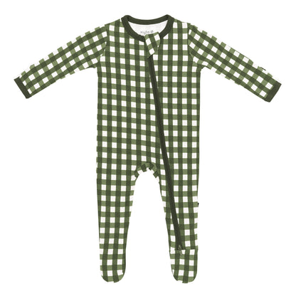 Zippered Footie in Gingham Fir