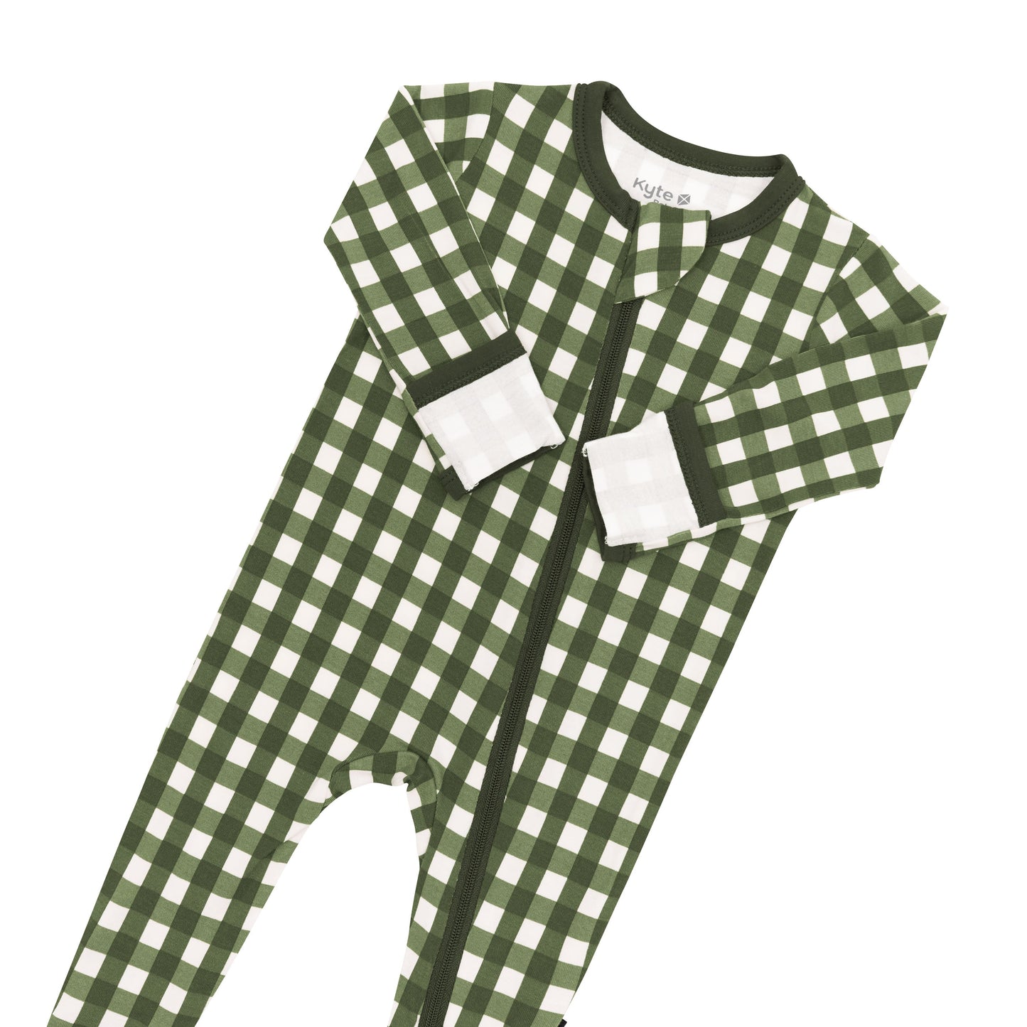 Zippered Footie in Gingham Fir