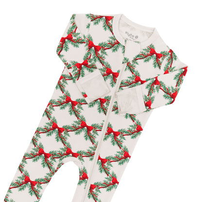 Zippered Footie in Holiday Bow