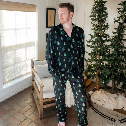 Men's Long Sleeve Pajama Set in Twinkle Tree