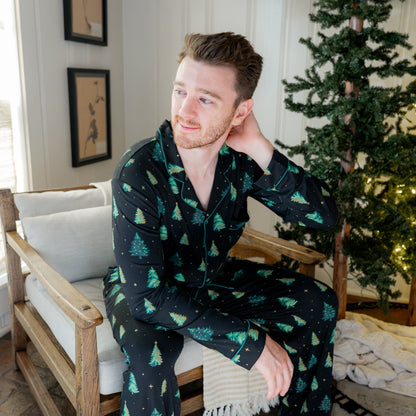 Men's Long Sleeve Pajama Set in Twinkle Tree