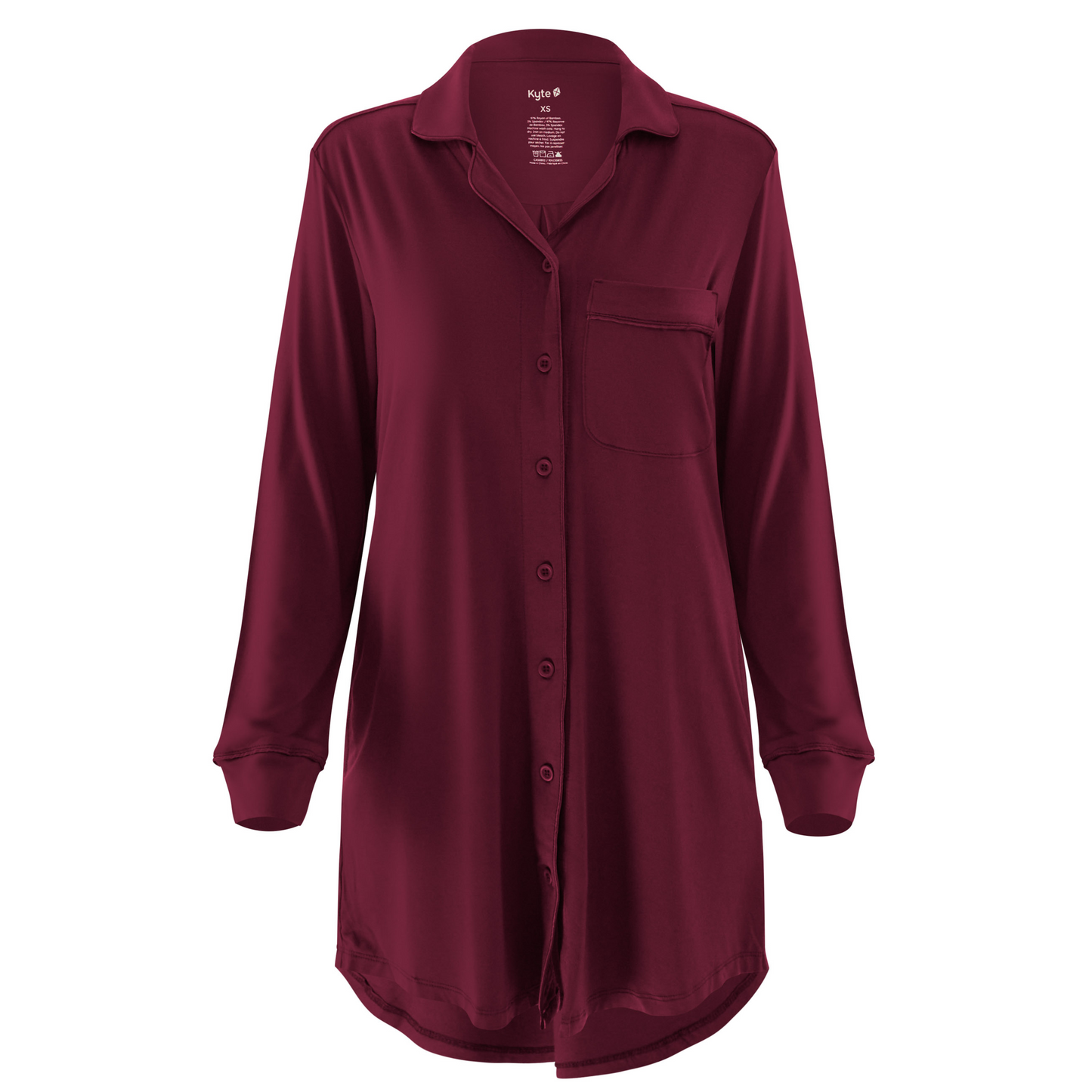 Long Sleeve Women’s Nightshirt in Burgundy