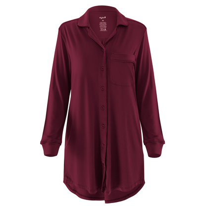 Long Sleeve Women’s Nightshirt in Burgundy