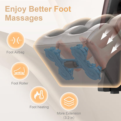 FURNIMAT 2025 Massage Chair Full Body, Zero Gravity Massage Chair with 10 Fix Rollers, (Brown Premium)