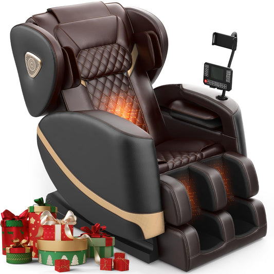 FURNIMAT 2025 Massage Chair Full Body, Zero Gravity Massage Chair with 10 Fix Rollers, Heating, Foot Massage, Auto Modes, Bluetooth Speaker, Touch Screen Controller (Upgraded Version)