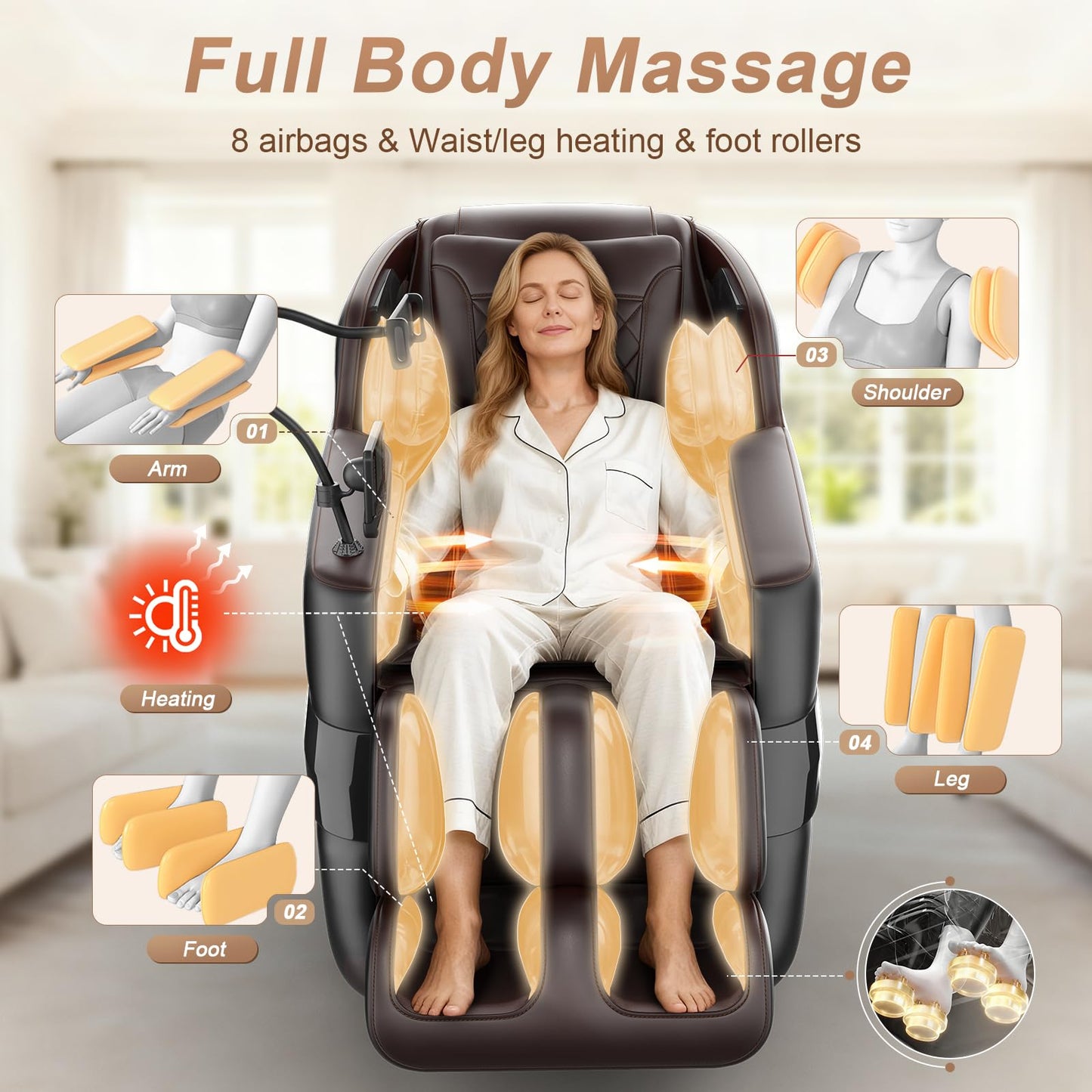 FURNIMAT 2026 Massage Chair Full Body, 3D SL-Track Zero Gravity Shiatsu Massage Chair Recliner with AI Control