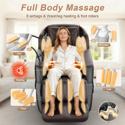 FURNIMAT 2026 Massage Chair Full Body, 3D SL-Track Zero Gravity Shiatsu Massage Chair Recliner with AI Control