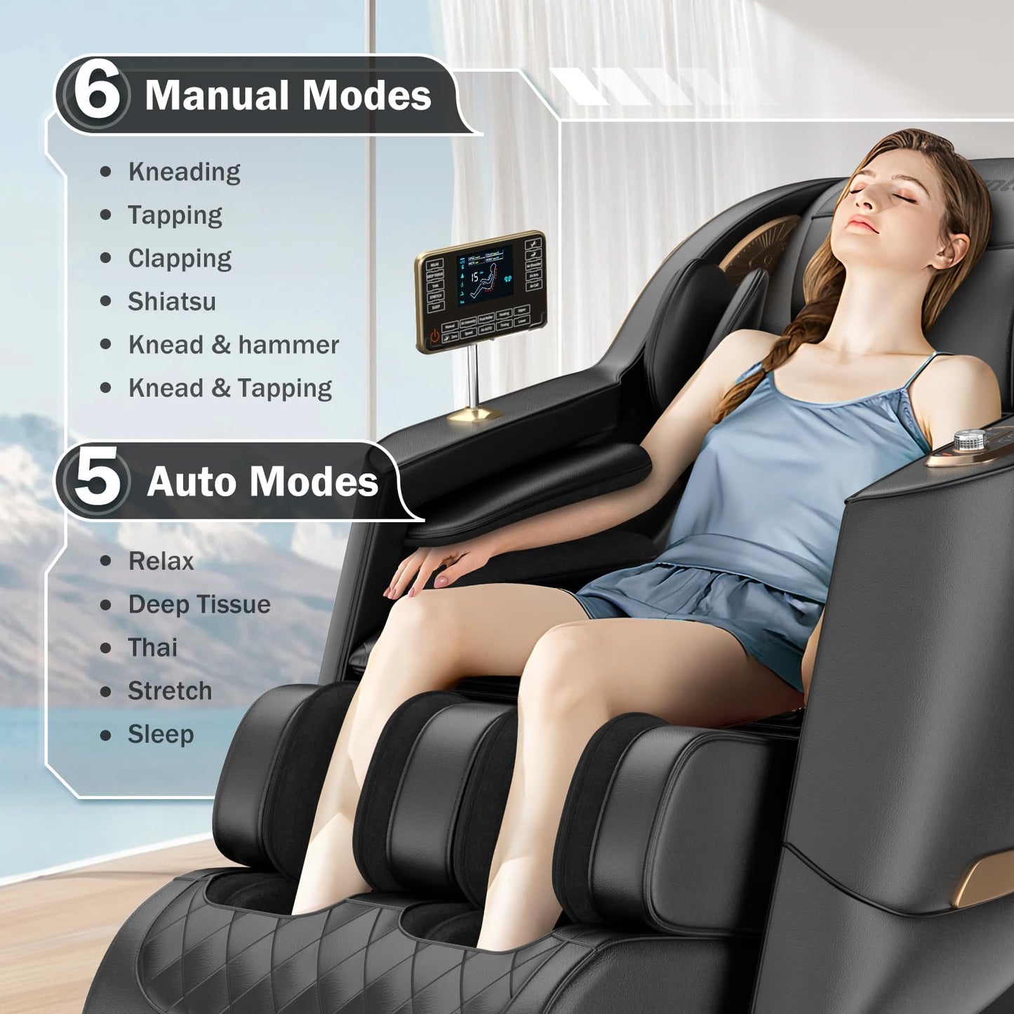Culanta Massage Chair Full Body, Zero Gravity SL-Track Shiatsu Massage Recliner Chair with Body Scan, (U1-Black)