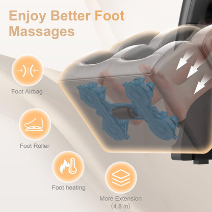 FURNIMAT 2025 Massage Chair Full Body, Zero Gravity Massage Chair with 10 Fix Rollers, Heating, Foot Massage, Auto Modes, Bluetooth Speaker, Touch Screen Controller (Upgraded Version)