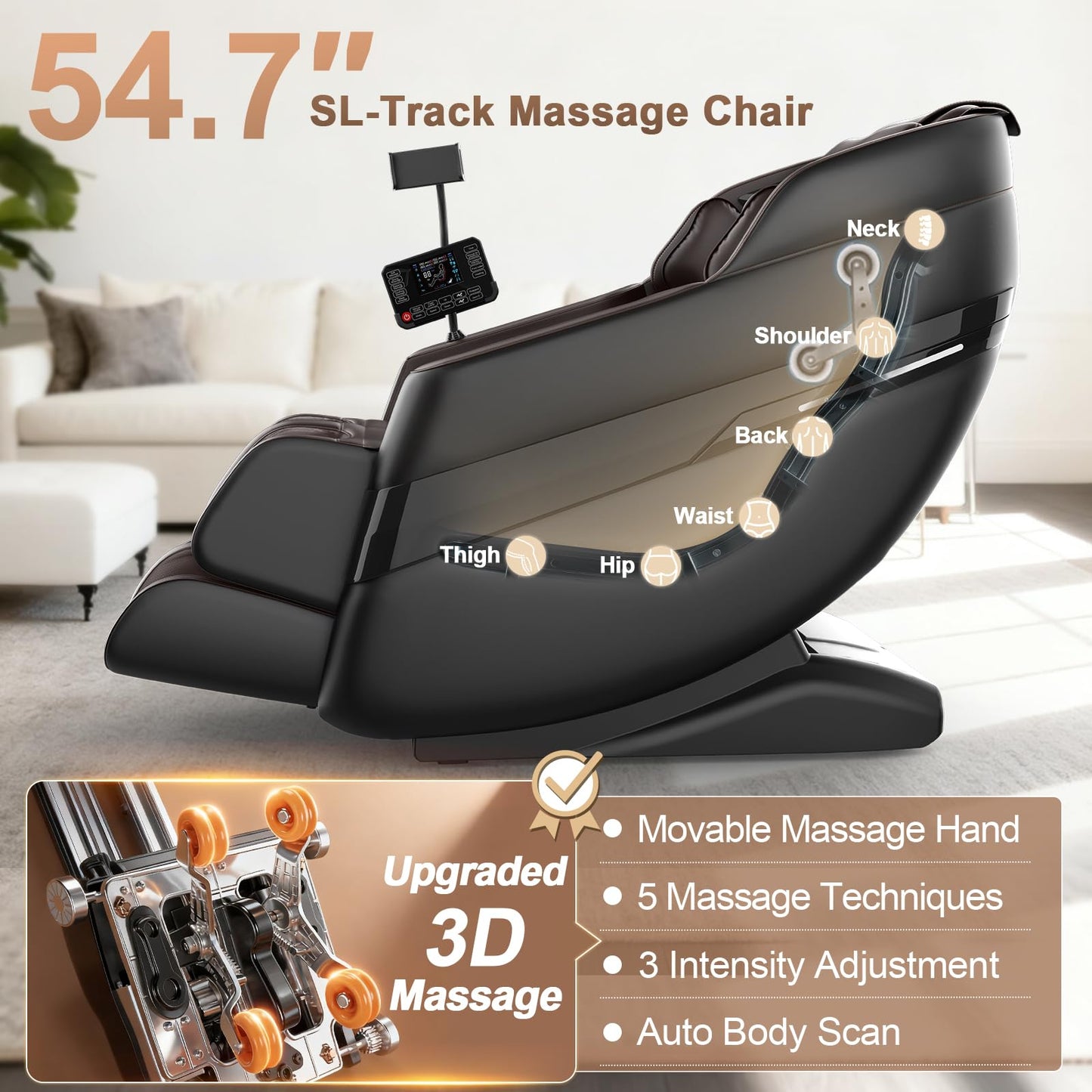 FURNIMAT 2026 Massage Chair Full Body, 3D SL-Track Zero Gravity Shiatsu Massage Chair Recliner with AI Control