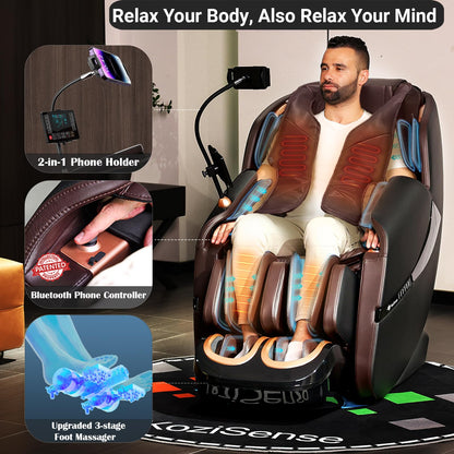KoziSense 2025 Massage Chair Full Body, Zero Gravity SL-Track Shiatsu Massage Recliner Chair with Heat, AI Control, Body Scan and Calfrest Extension