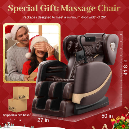 FURNIMAT 2025 Massage Chair Full Body, Zero Gravity Massage Chair with 10 Fix Rollers, (Brown Premium)
