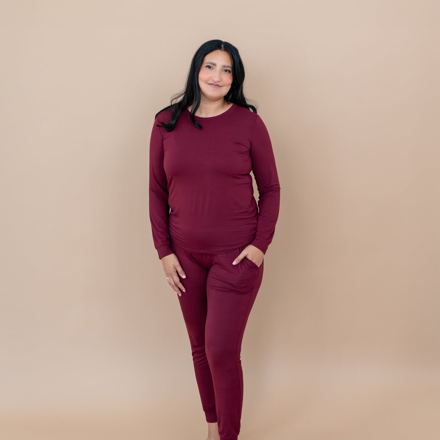 Women's Jogger Pajama Set in Burgundy