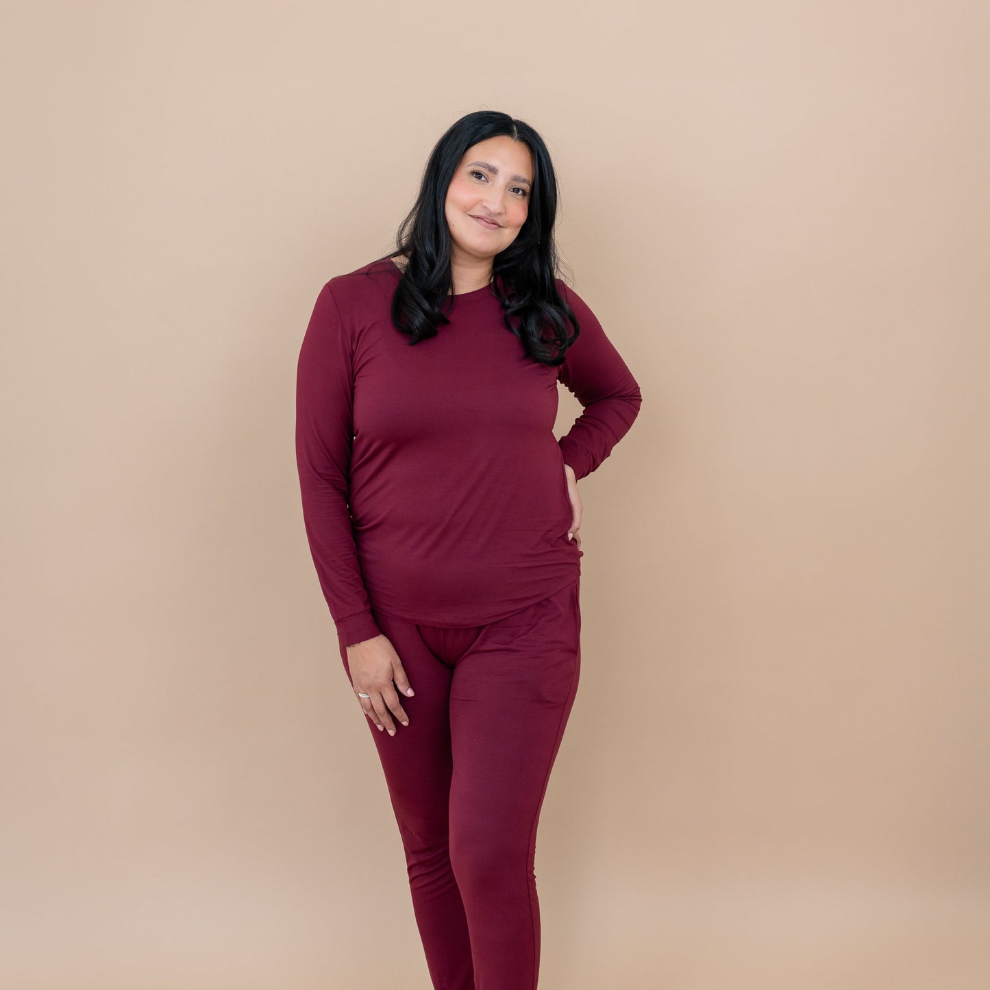 Women's Jogger Pajama Set in Burgundy