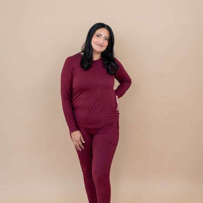 Women's Jogger Pajama Set in Burgundy