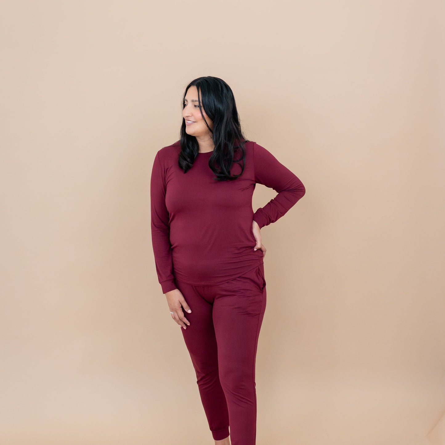 Women's Jogger Pajama Set in Burgundy