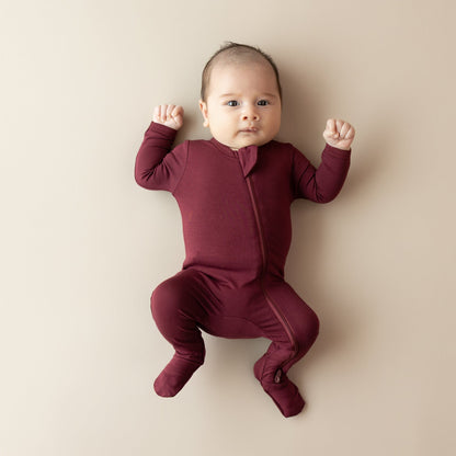Zippered Footie in Burgundy