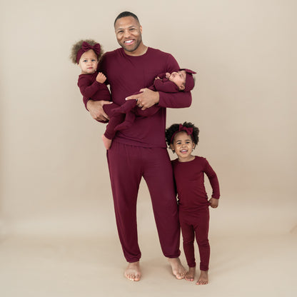 Long Sleeve Pajamas in Burgundy