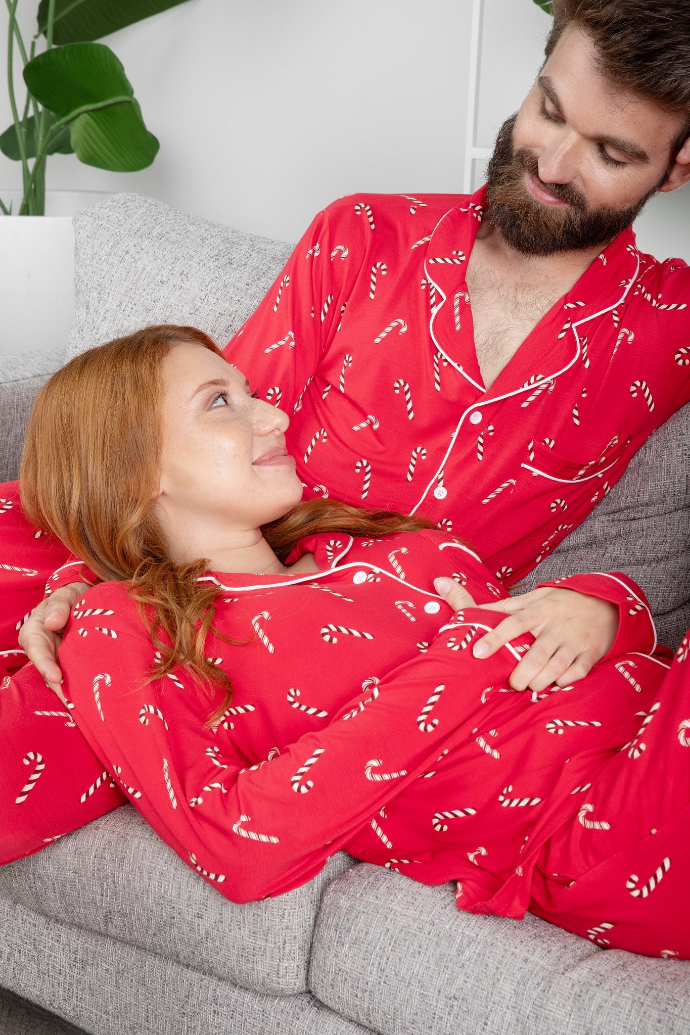 Men's Long Sleeve Pajama Set in Candy Cane