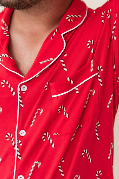 Men's Long Sleeve Pajama Set in Candy Cane