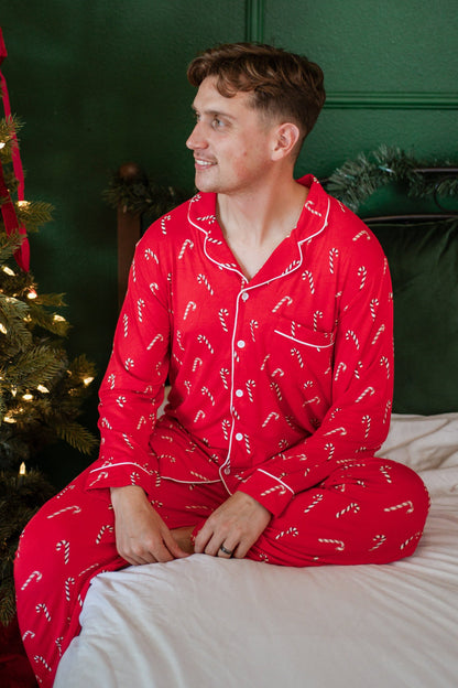 Men's Long Sleeve Pajama Set in Candy Cane