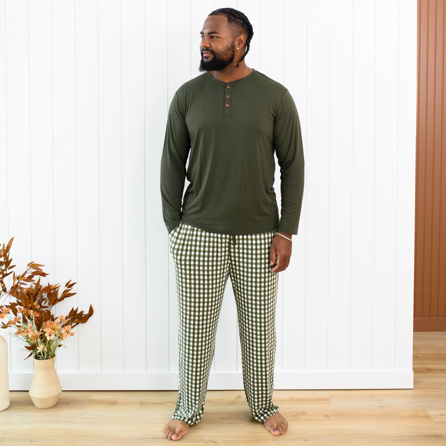 Men's Lounge Pants in Gingham Fir