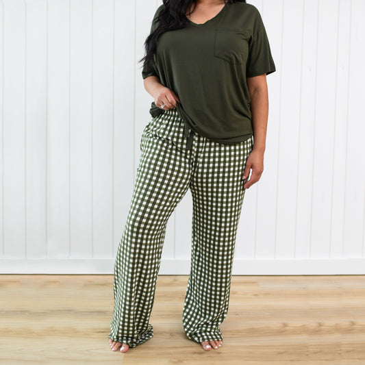 Women's Lounge Pants in Gingham Fir