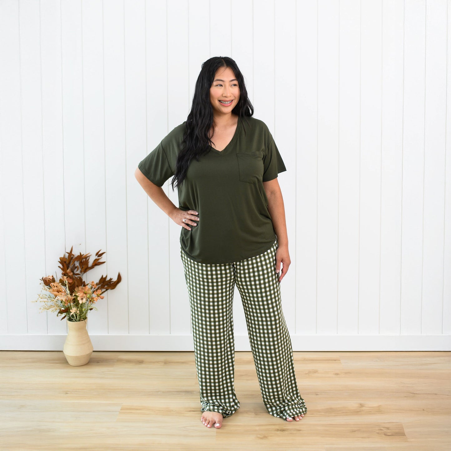 Women's Lounge Pants in Gingham Fir