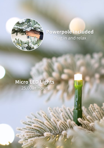 12' King Flock® Artificial Christmas Tree with 1650 Warm White LED Lights