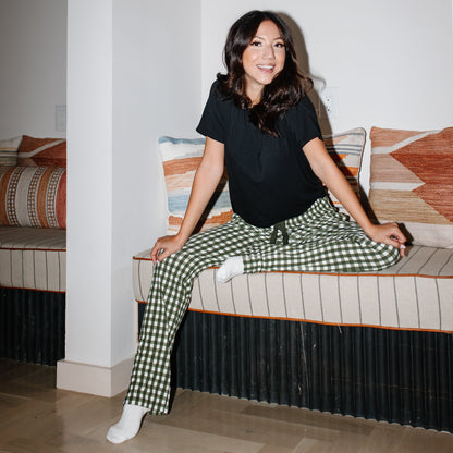 Women's Lounge Pants in Gingham Fir