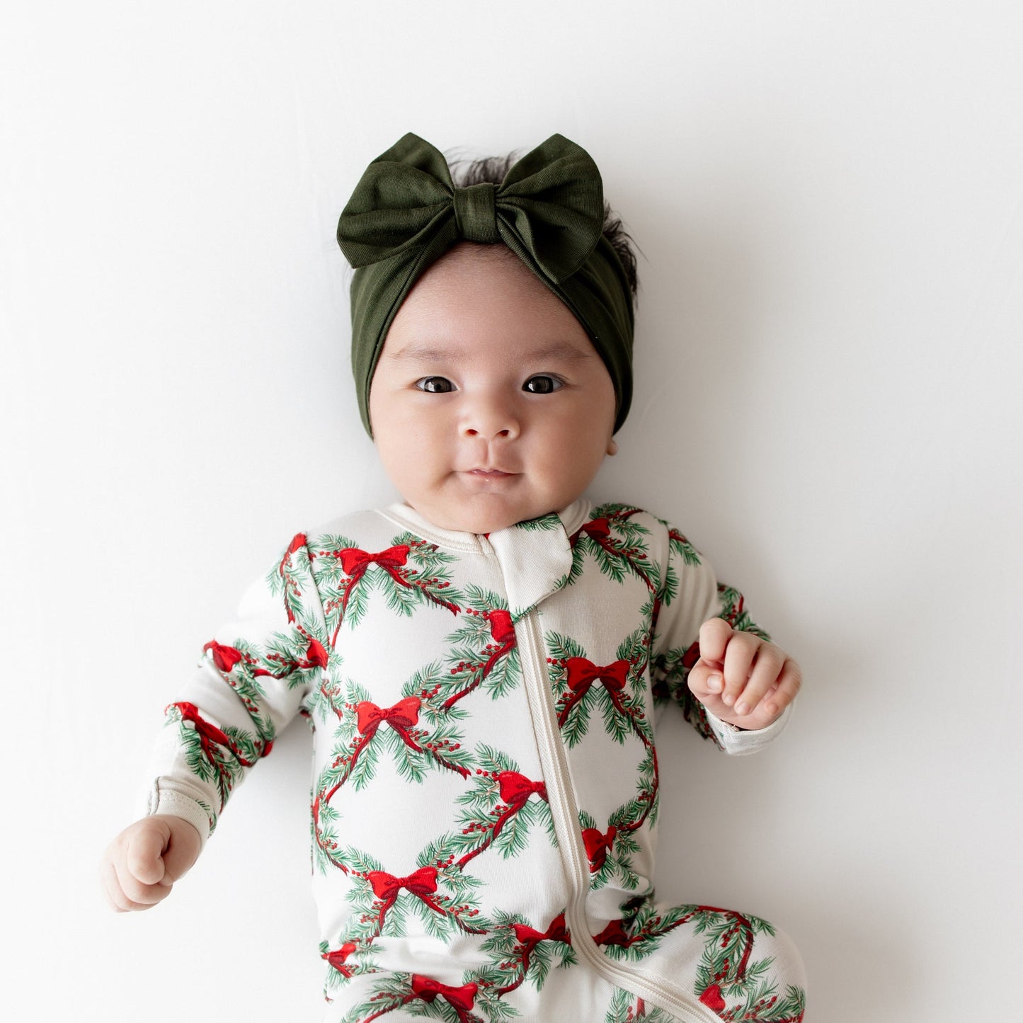 Zippered Footie in Holiday Bow