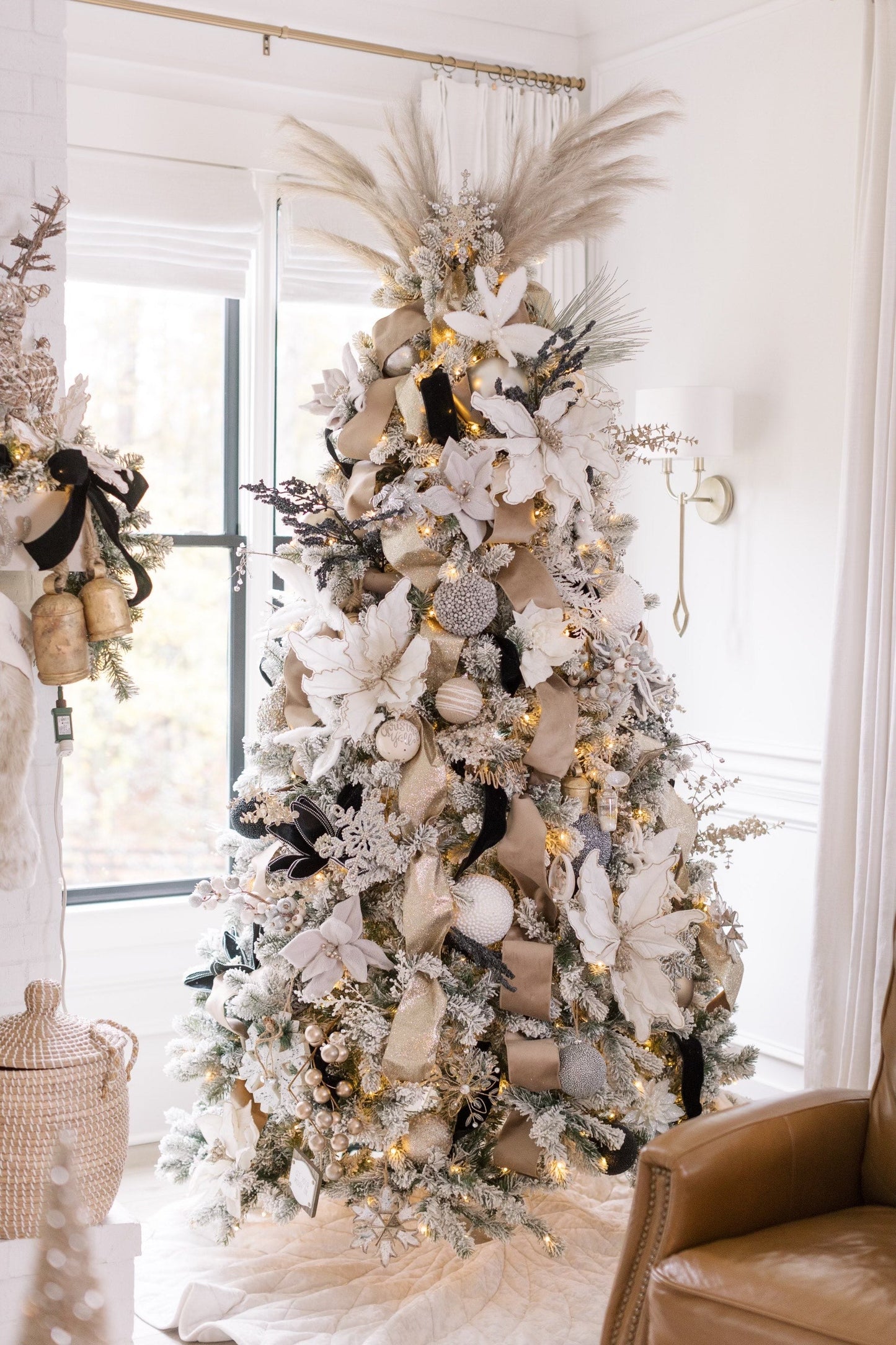 12' King Flock® Artificial Christmas Tree Unlit