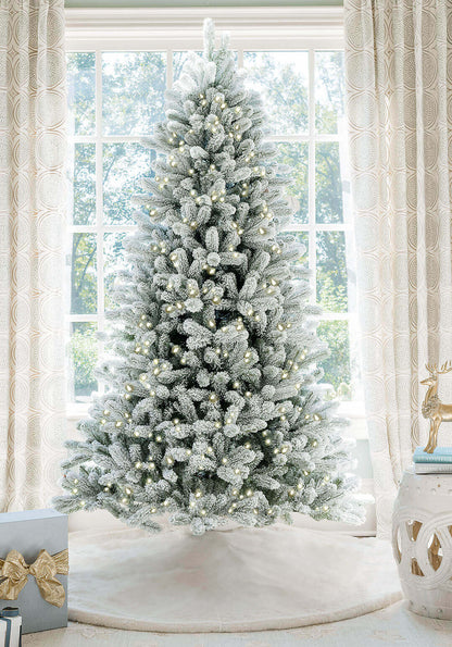 12' King Flock® Artificial Christmas Tree with 1650 Warm White LED Lights