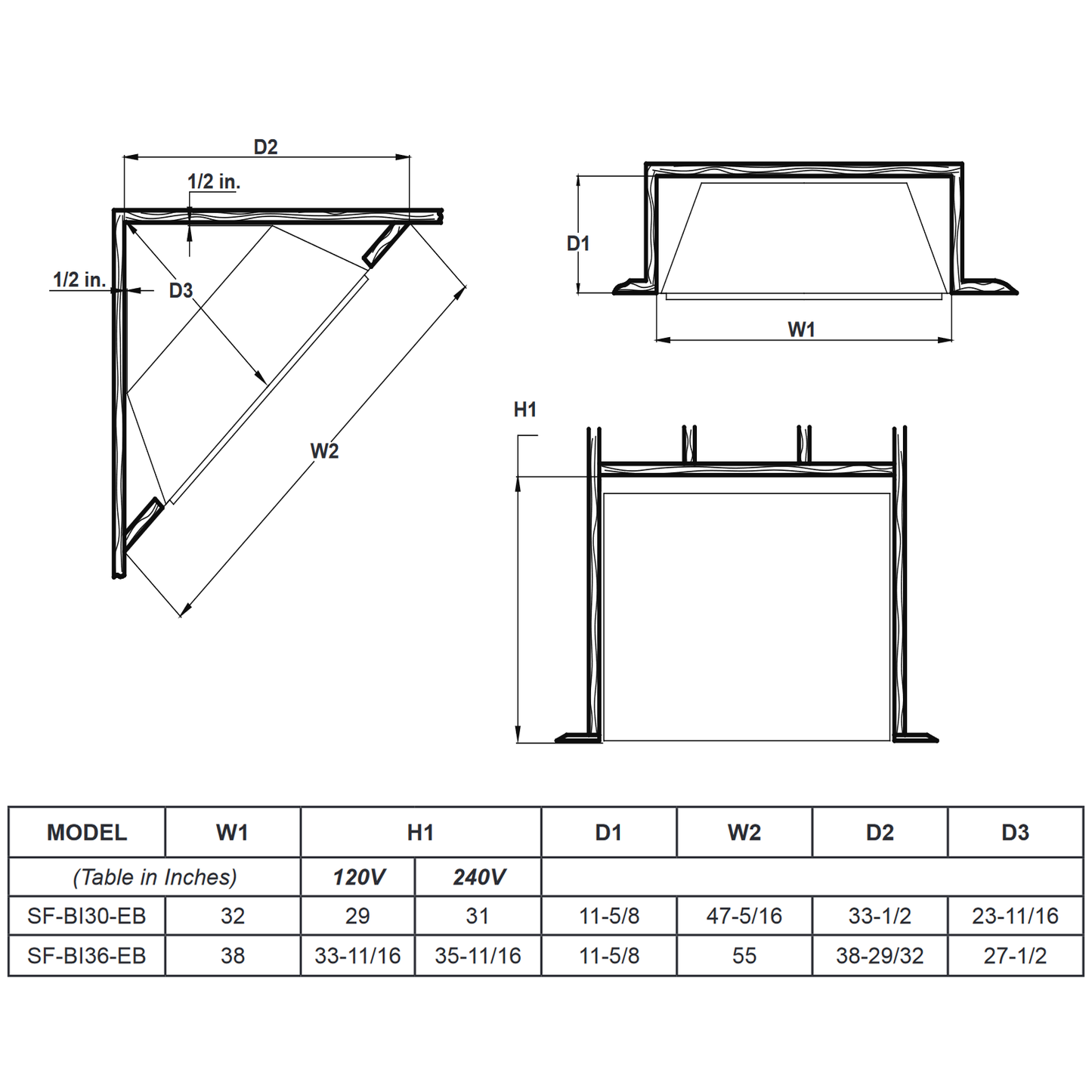 SimpliFire 36 Electric Built-In Fireplace - SF-BI36-EB