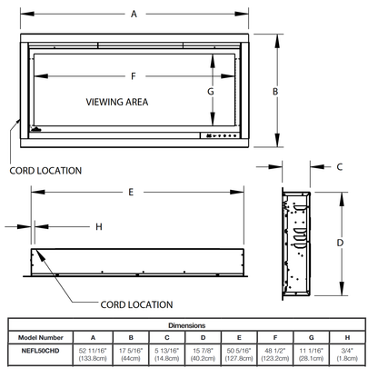 Napoleon AlluraVision 50 inch Deep Wall Mounted Electric Fireplace - NEFL50CHD-1