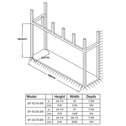 SimpliFire Scion 55 Inch Wall Mounted Electric Fireplace - SF-SC55-BK