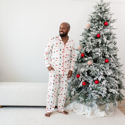 Men's Long Sleeve Pajama Set in Santa Sleigh