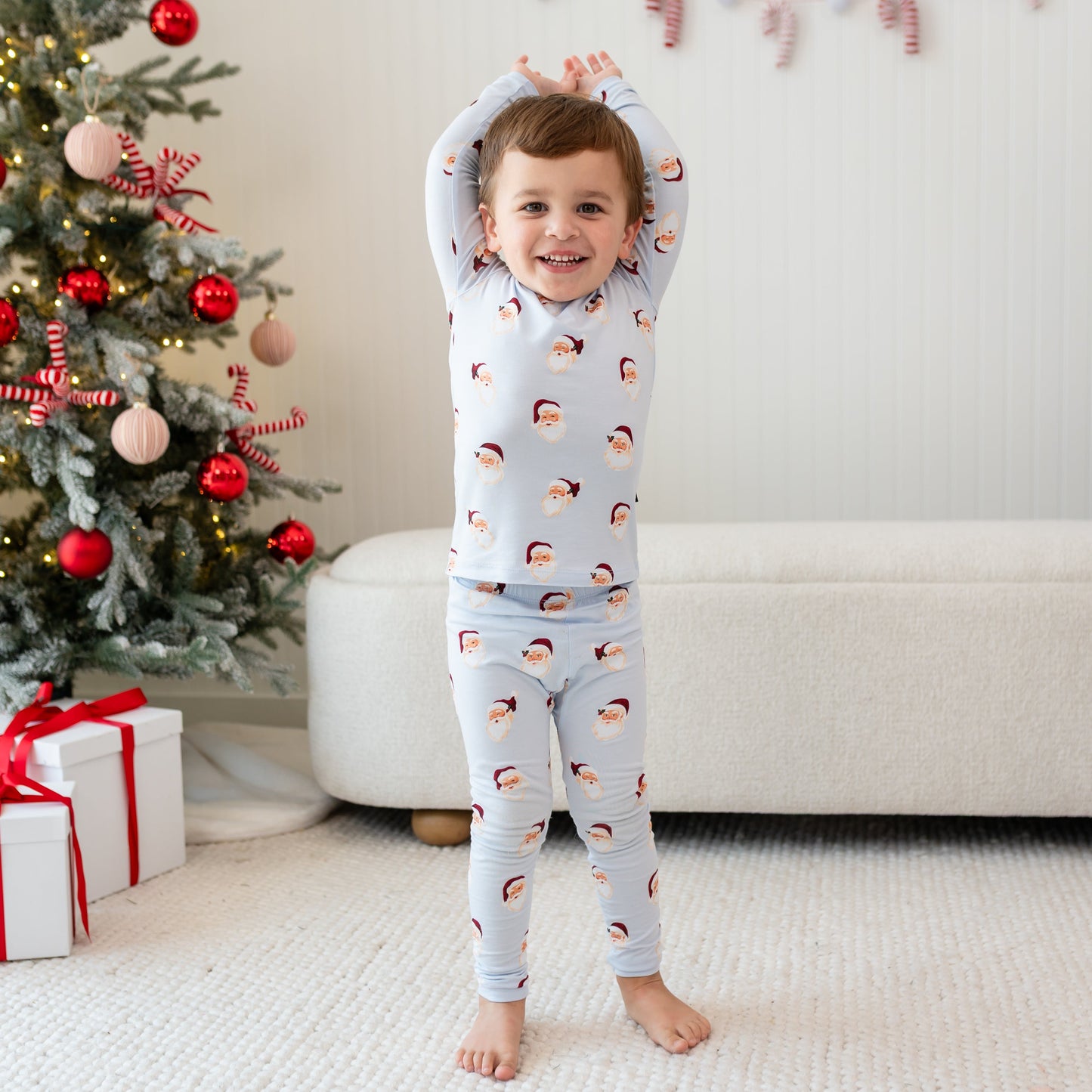 Long Sleeve Pajamas in Vintage Santa