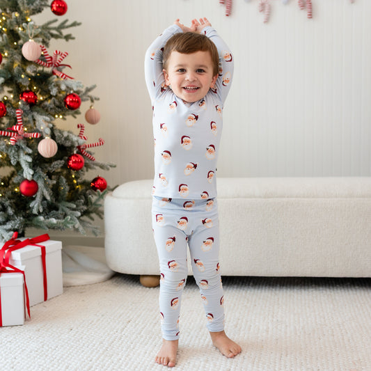 Long Sleeve Pajamas in Vintage Santa