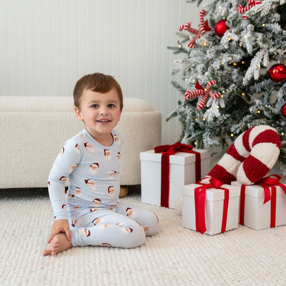Long Sleeve Pajamas in Vintage Santa