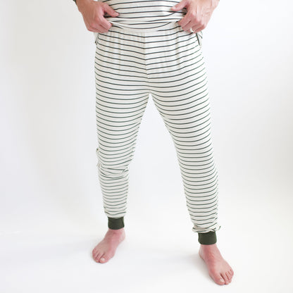 Men's Ribbed Henley Set in Fir Stripe