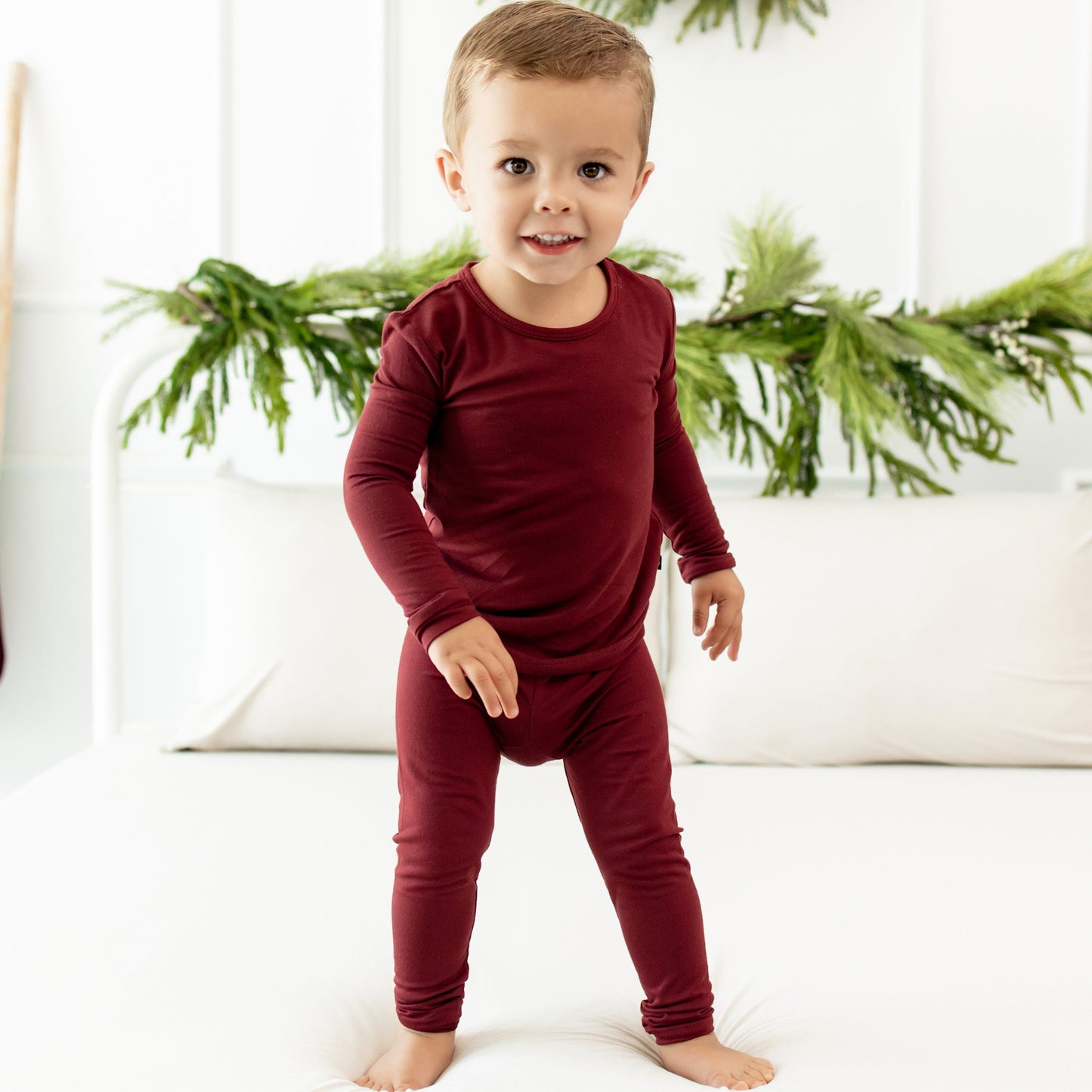 Long Sleeve Pajamas in Burgundy